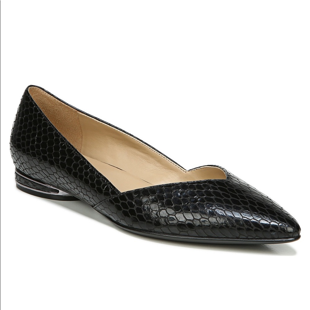 Naturalizer Havana black “snake” leather flats
